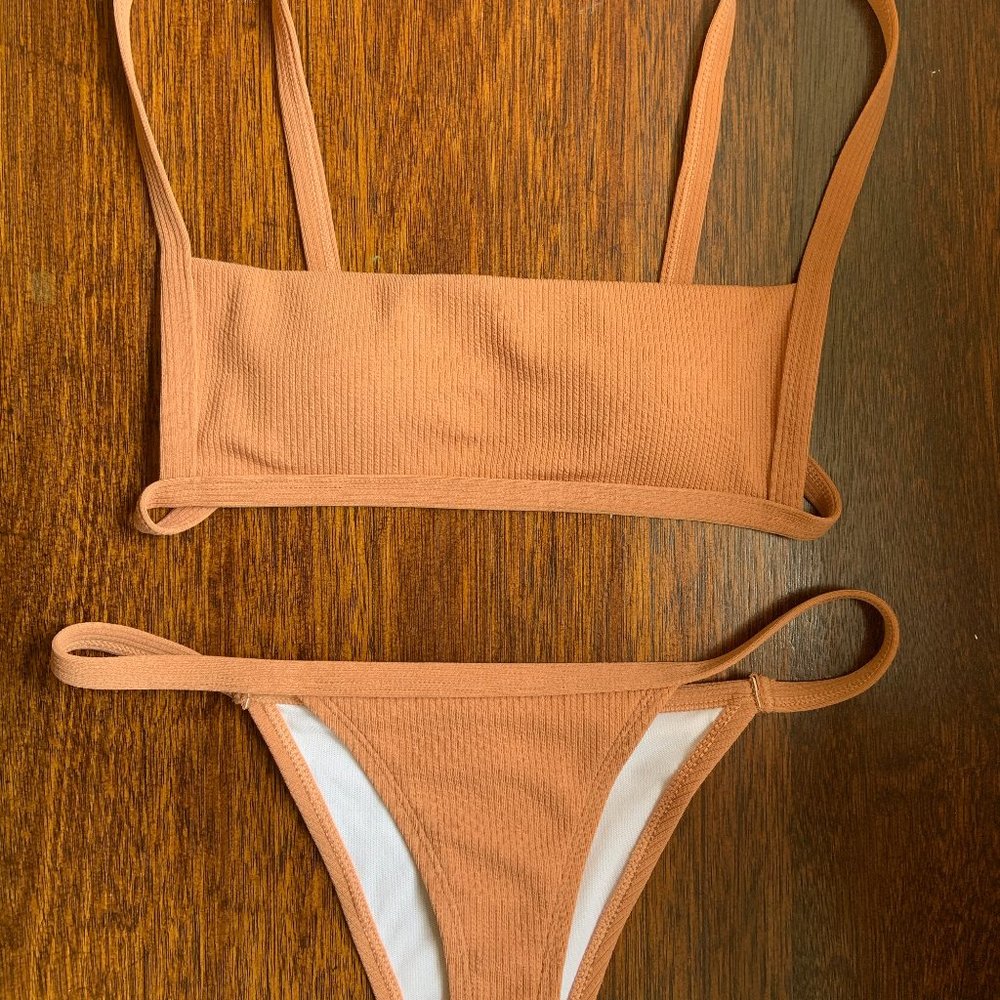 ZAFUL Ribbed Hook String Bikini Set